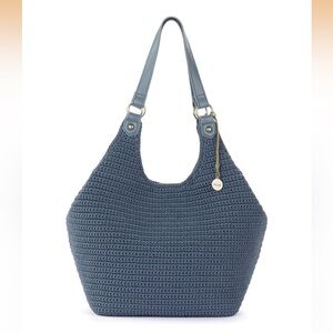 The Sak Roma Shopper In Crochet, Double Shoulder Straps, Maritime